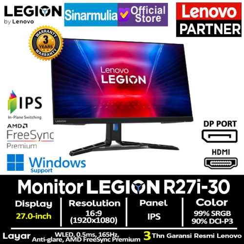 Monitor Gaming Lenovo Legion R27i-30 IPS 165Hz 0.5MS 99%sRGB1