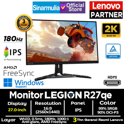 Monitor Gaming Lenovo Legion R27qe IPS 180Hz 0.5ms 2K QHD 99%sRGB