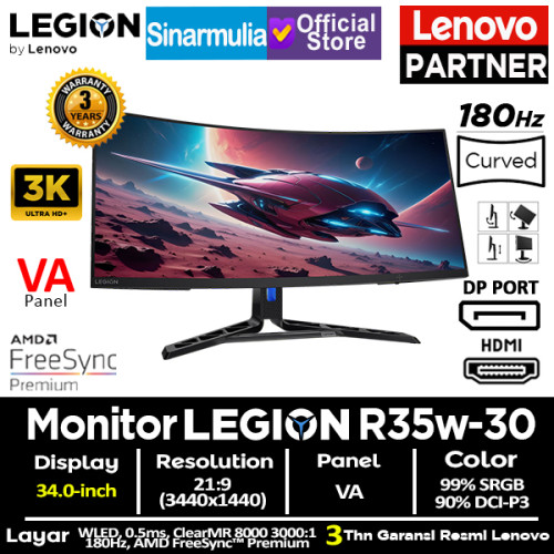 Monitor Gaming Lenovo Legion R34w-30 34" VA 180Hz 0.5ms 99%sRGB HAS Camera