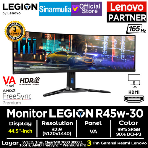 Monitor Gaming Lenovo Legion R45w-30 44.5" VA 170Hz 1ms 99%sRGB HAS Camera