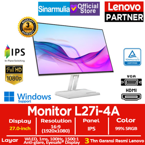 Monitor LED Lenovo L27i-4A 27" IPS 100Hz 1ms HDMI VGA 99%sRGB Eye Caring1