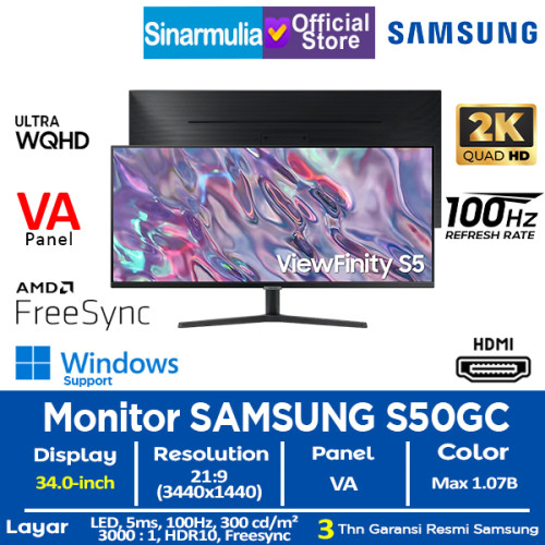 Monitor LED Samsung 34" S50GC ViewFinity Ultra Wide QHD HDR 100Hz1