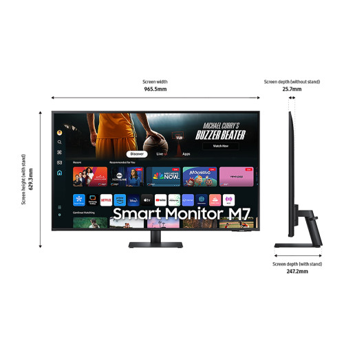 Monitor LED Samsung 43" Smart Monitor S43DM702 M7 M70D UHD VA HDR Ultrawide HDMI16