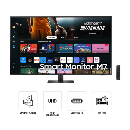 Monitor LED Samsung 43" Smart Monitor S43DM702 M7 M70D UHD VA HDR Ultrawide HDMI4