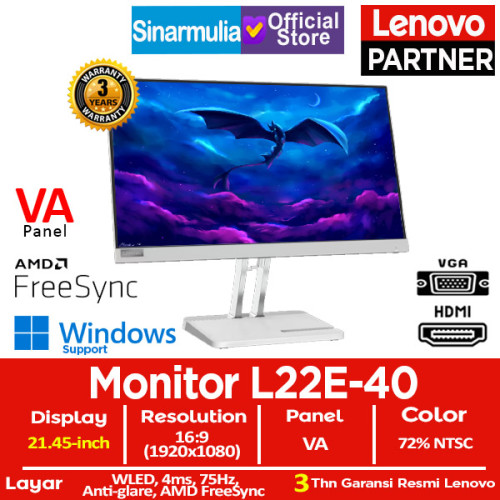 Monitor Lenovo LED L22e-40 21.45" 75Hz VA HDMI Eyesafe Display