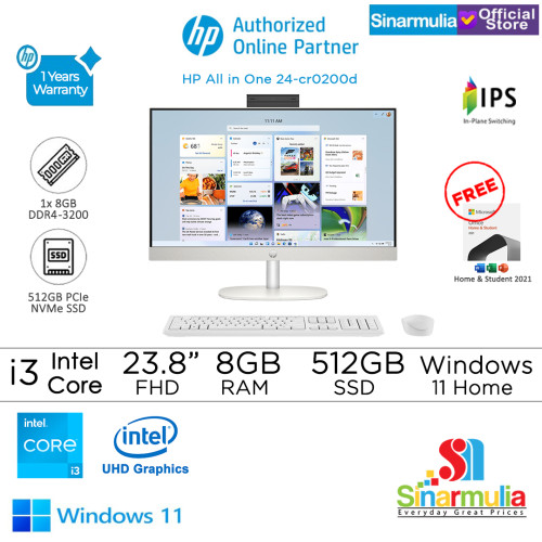 PC AIO HP 24-cr0200d i3-1315U 512GB SSD 8GB IPS 99%sRGB Win11+OHS