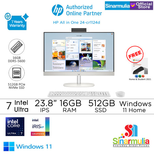 PC AIO HP 24-cr1124d Intel Ultra 7 155U 512GB SSD 16GB Iris Xe FHD Win11+OHS